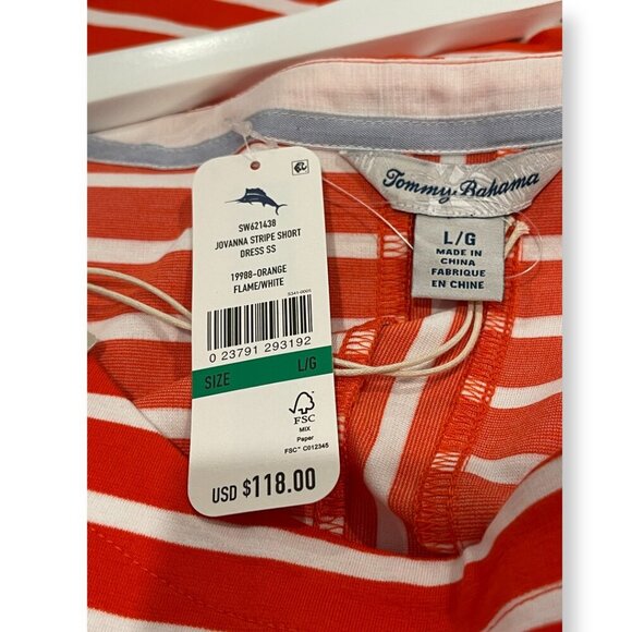 Tommy Bahama Striped Jovanna Cotton Blend Knit Minidress Orange Size Large
NWT - Picture 5 of 7